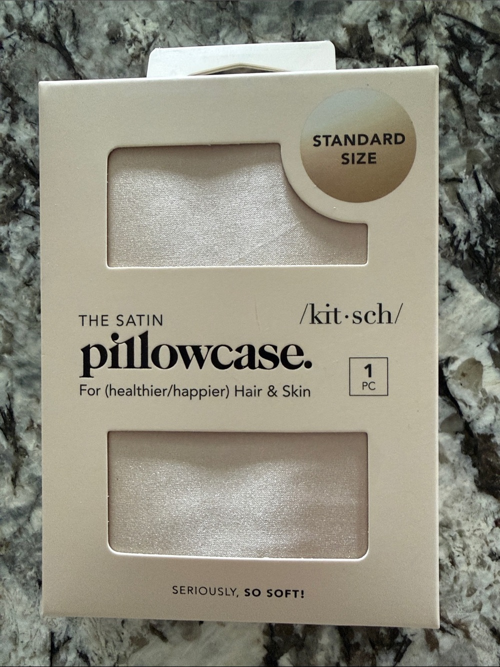 Kitsch satin pillowcase standard size pillow champagne New in box!
